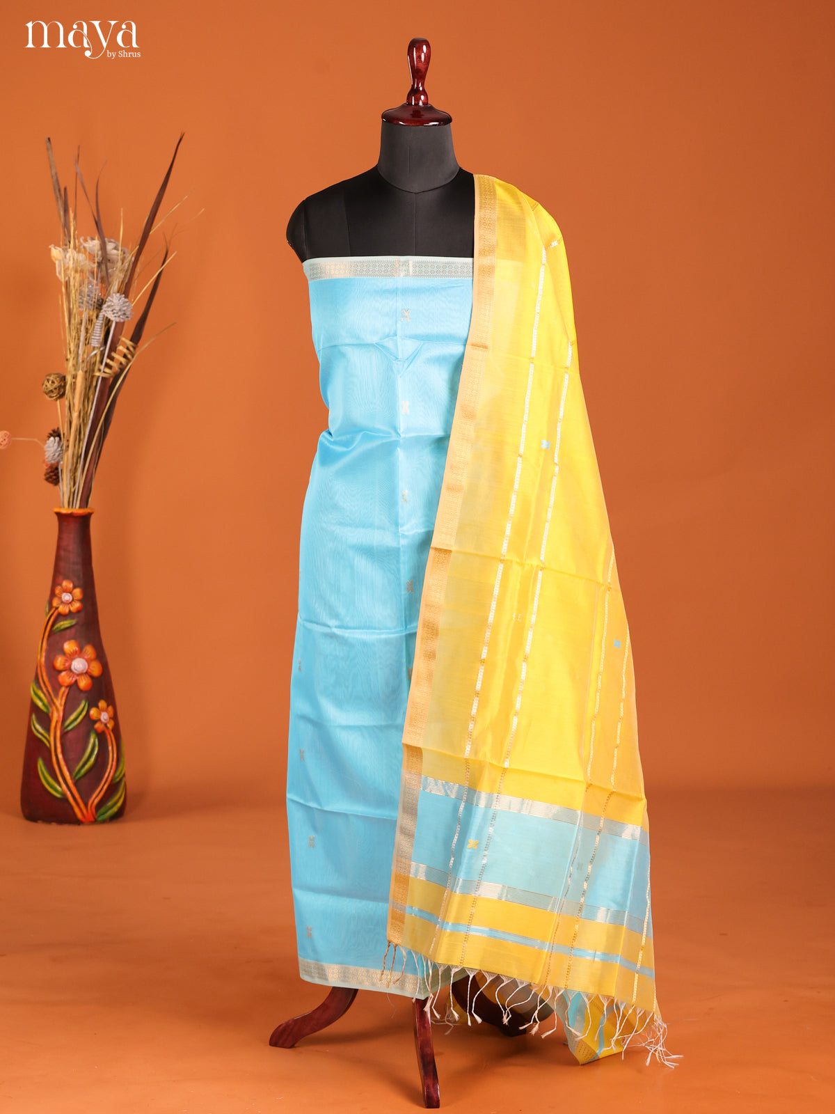 MDH06020-maheswarisico top & dupatta combo