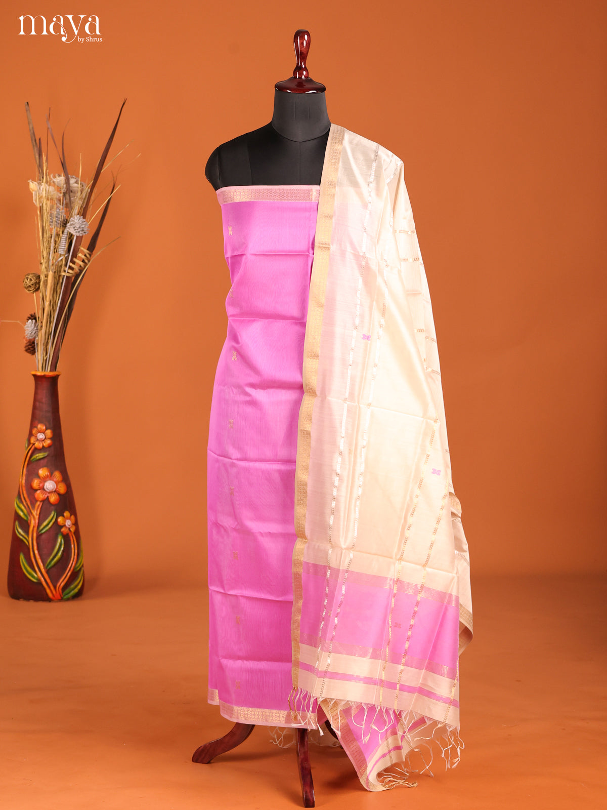 MDH06024-maheswarisico top & dupatta combo