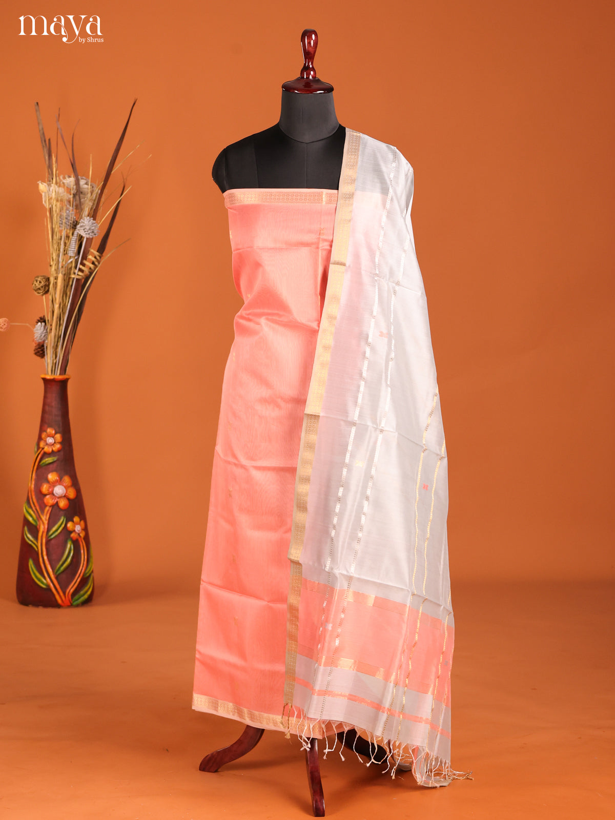 MDH06025-maheswarisico top & dupatta combo