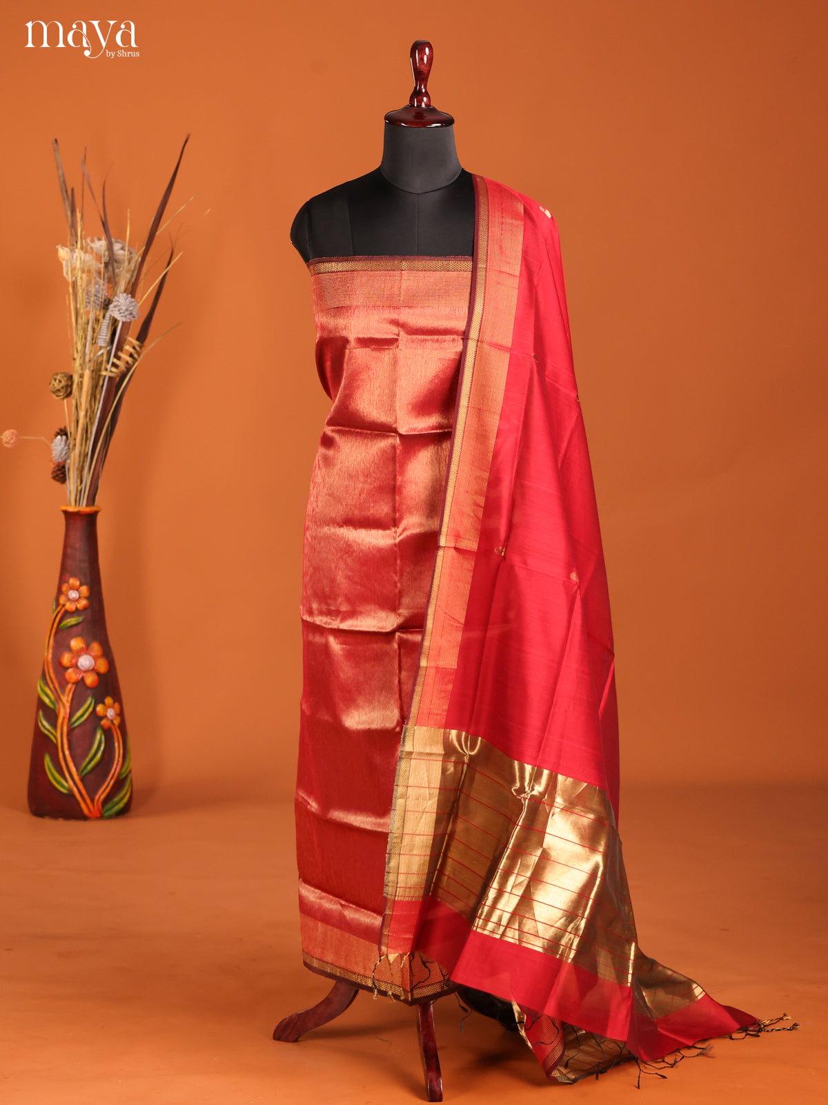 MDH06030-maheswarisico top & dupatta combo