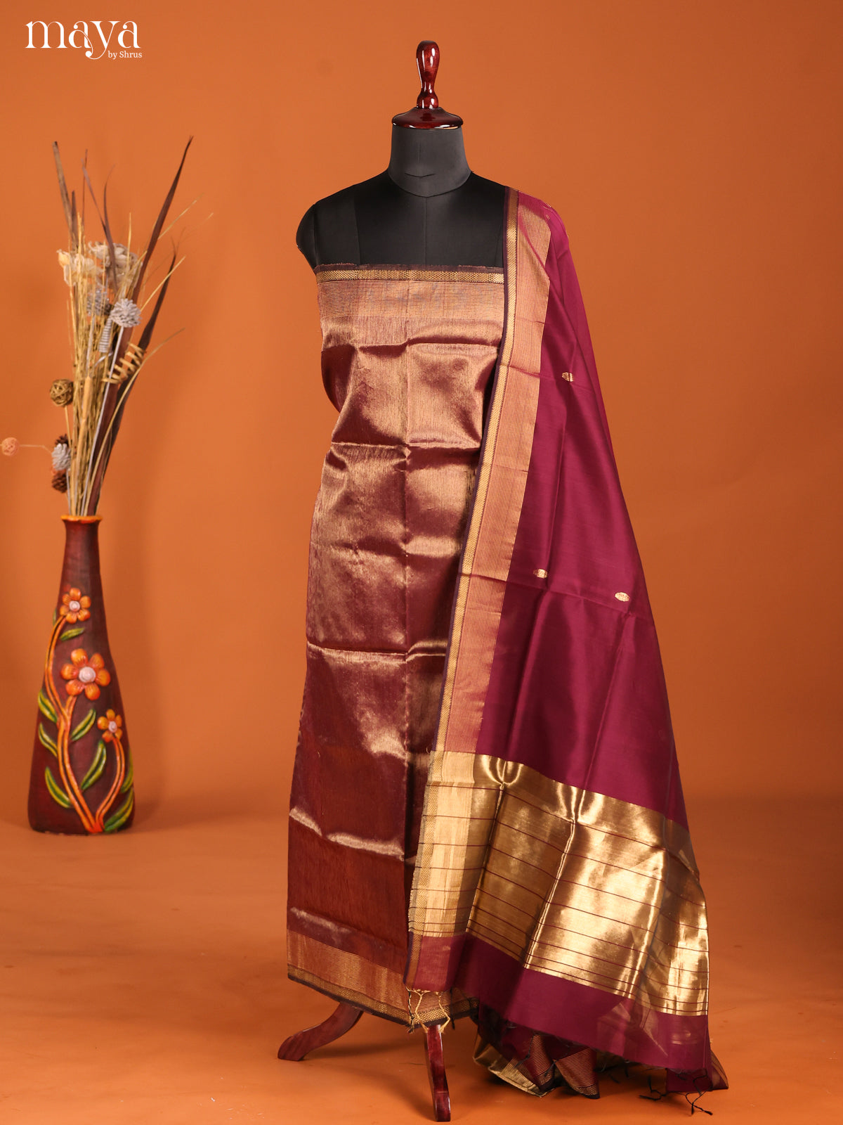 MDH06032-maheswarisico top & dupatta combo