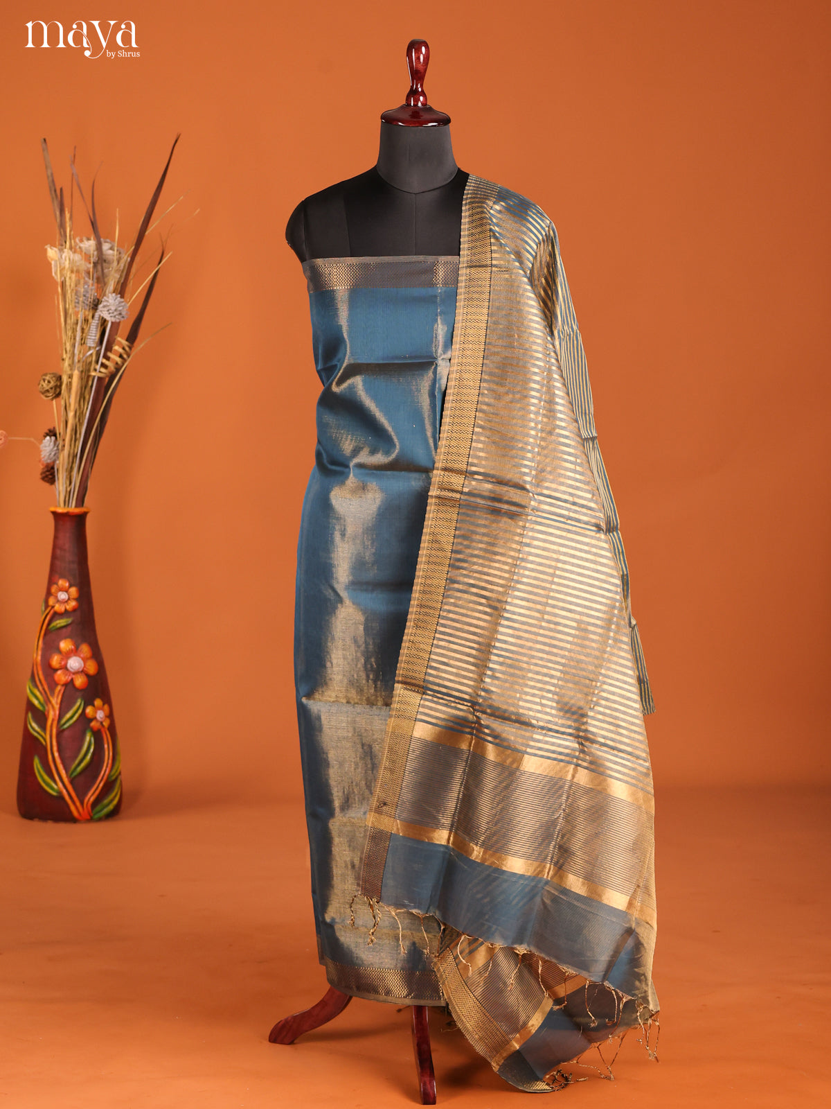 MDH06036-maheswarisico top & dupatta combo