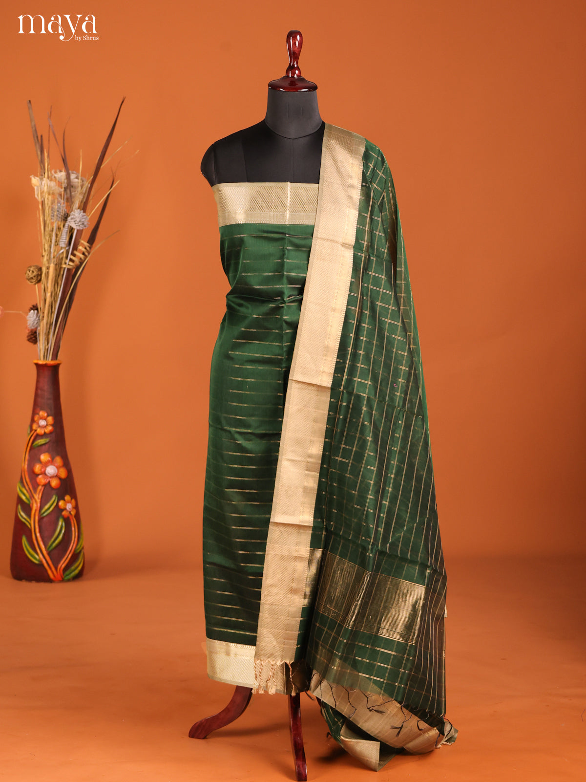 MDH06052-maheswarisico top & dupatta combo