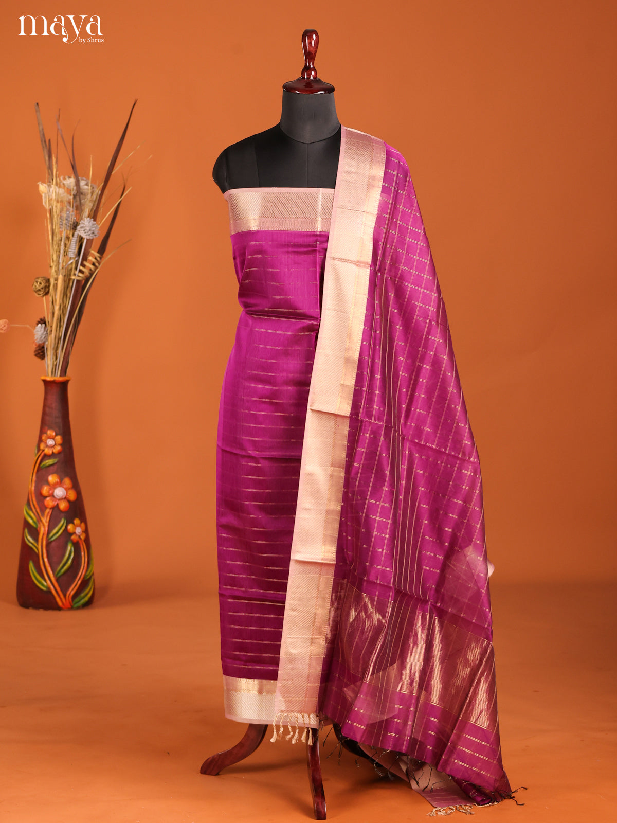 MDH06056-maheswarisico top & dupatta combo