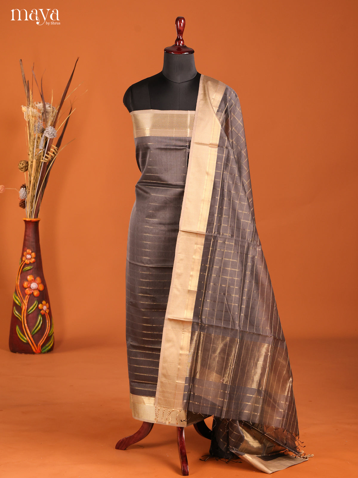 MDH06057-maheswarisico top & dupatta combo