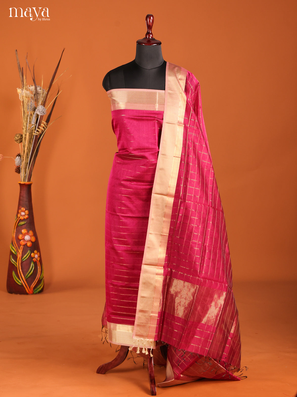 MDH06058-maheswarisico top & dupatta combo