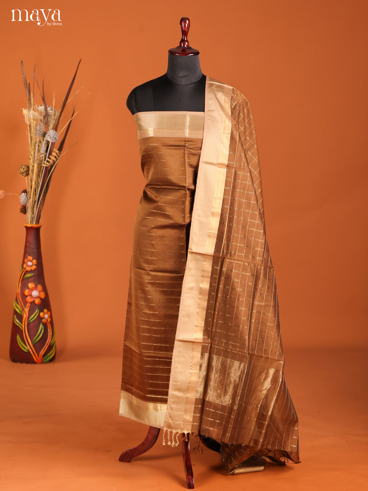 MDH06059-maheswarisico top & dupatta combo