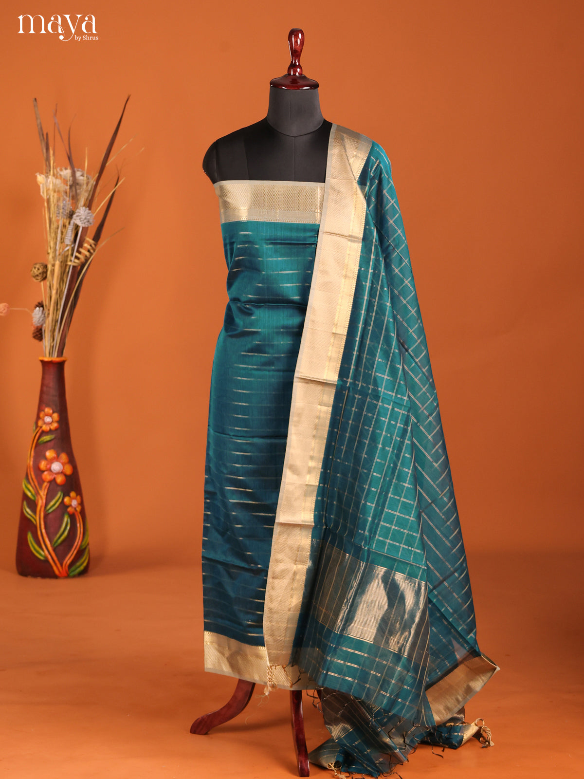 MDH06060-maheswarisico top & dupatta combo