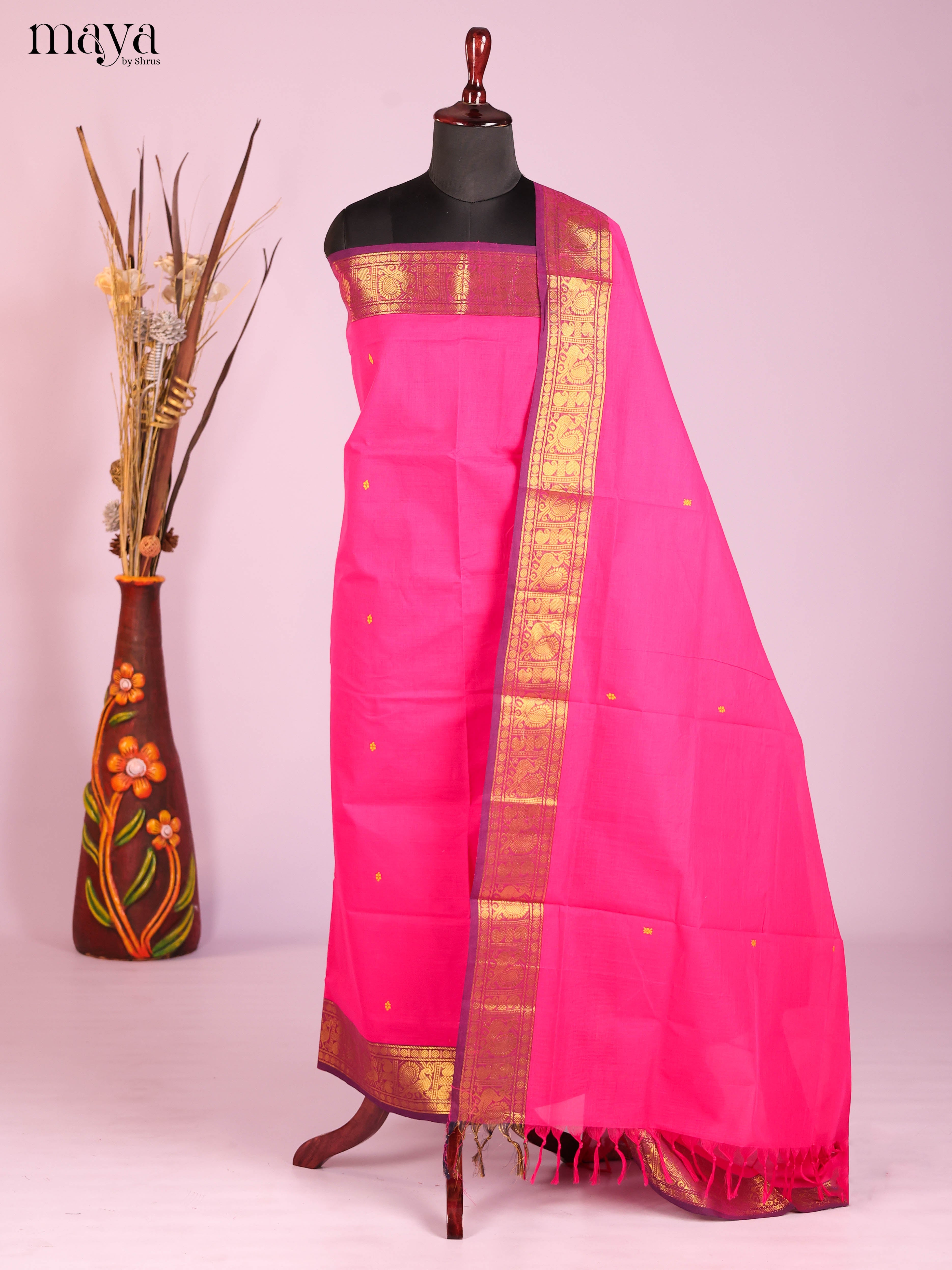 Pink & Purple-chettinad top & dupatta combo