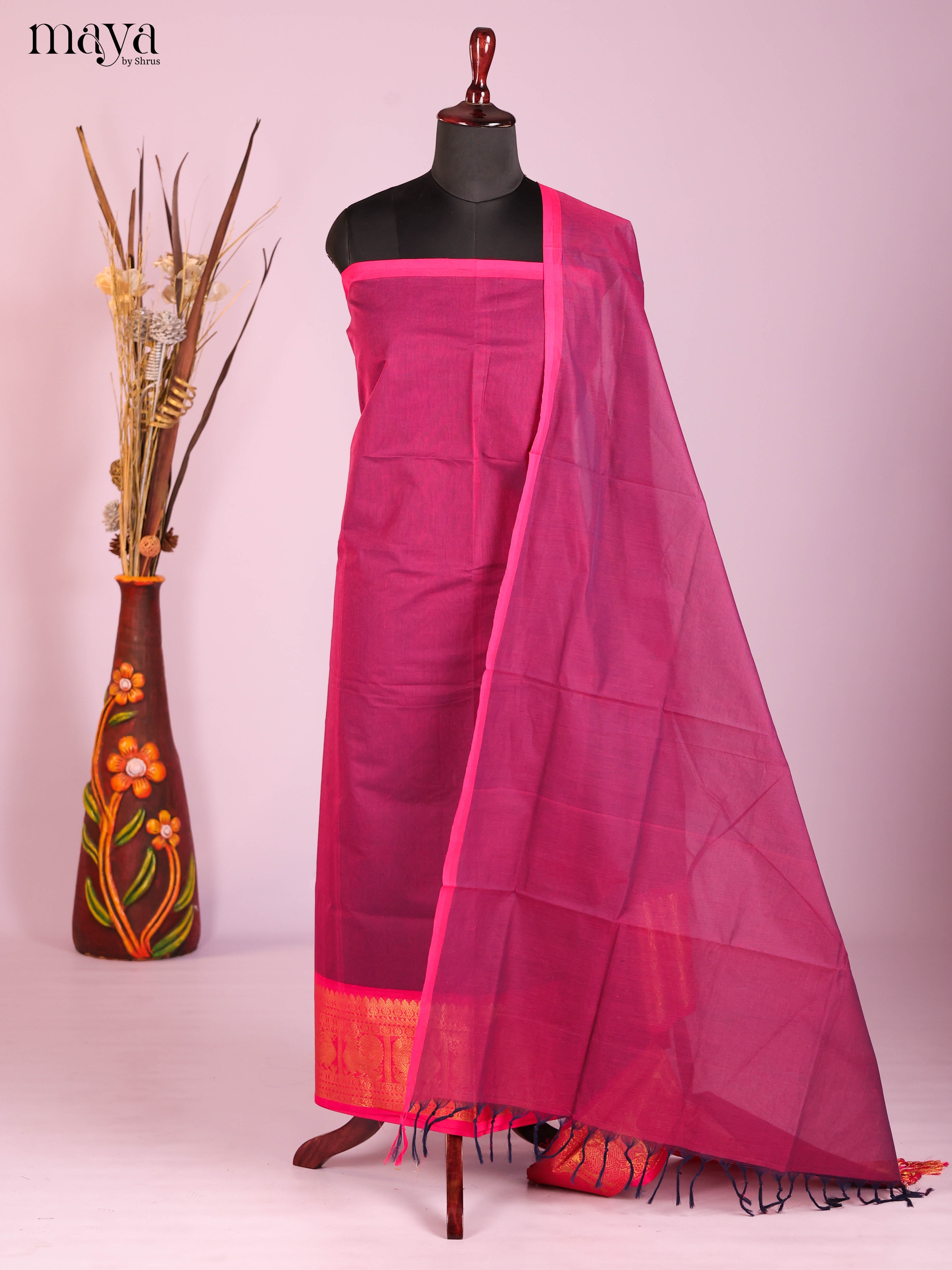 Purple & Pink -chettinad top & dupatta combo