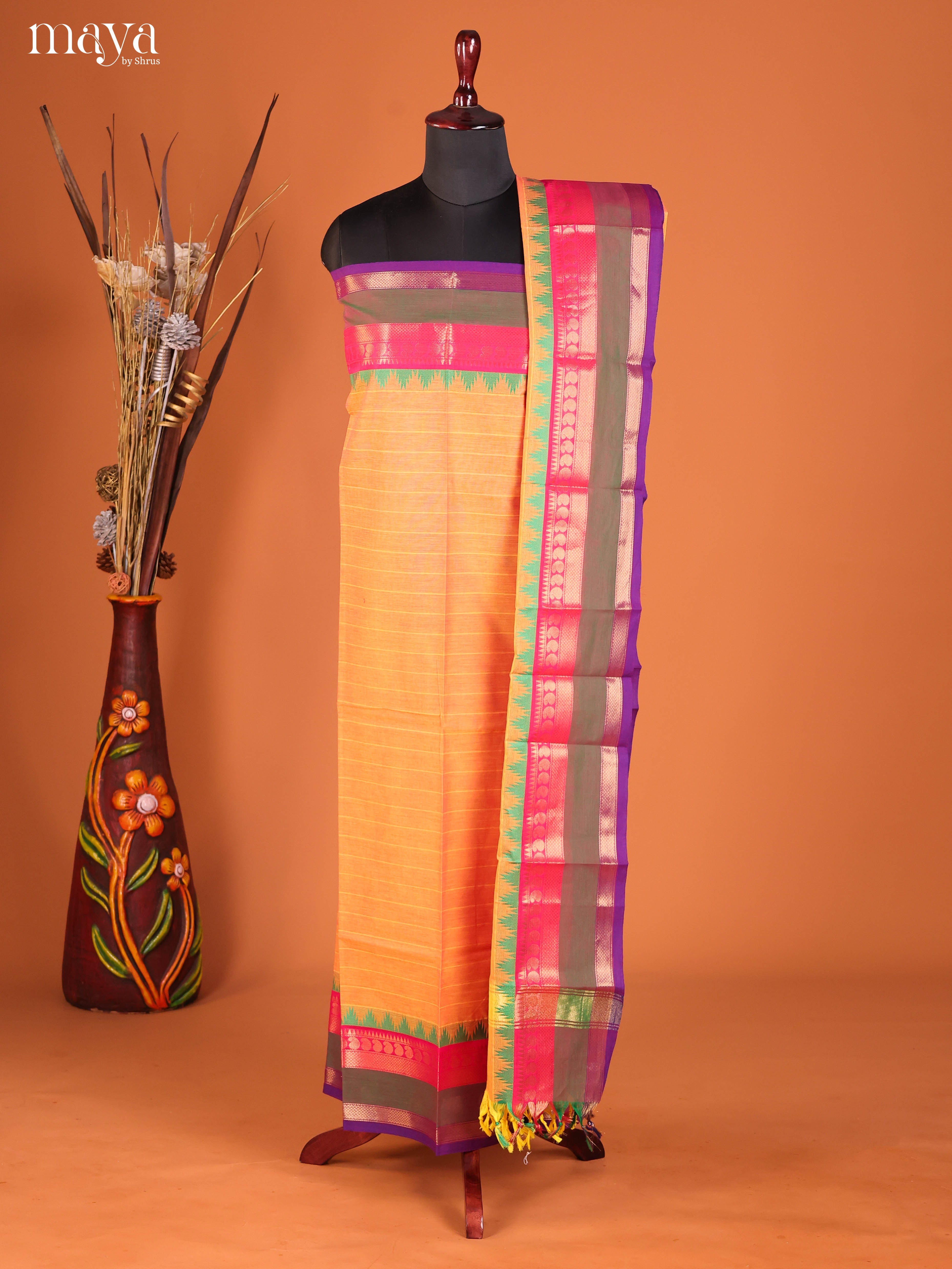 Orange & Purple-chettinad top & dupatta combo
