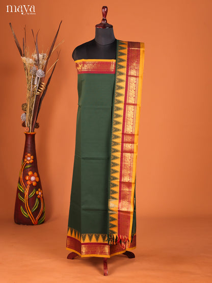 Green & Yellow-chettinad top & dupatta combo