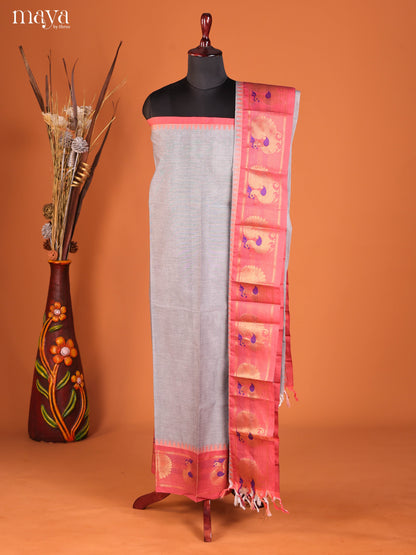 Grey & Orange-chettinad top & dupatta combo