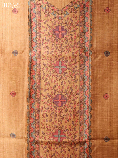 Brown -Semi Tussar Salwar Unstitch