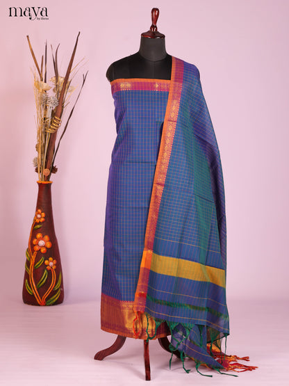 Blue & Purple  -Narayanpet top & dupatta combo