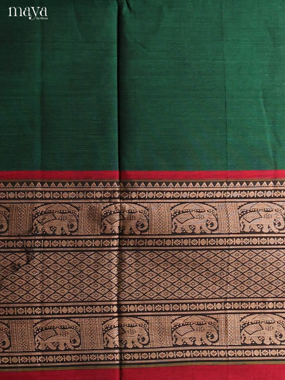 Green & Red-Narayanpet top & dupatta combo