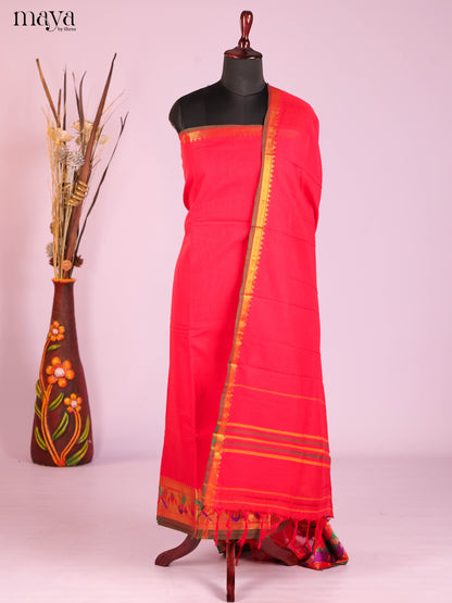 Red-Narayanpet top & dupatta combo