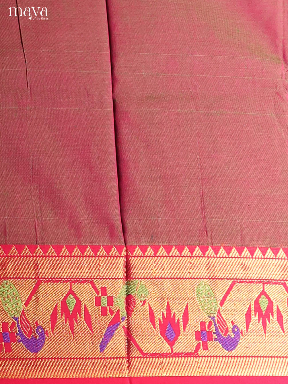 Double Shaded Brown & Red  -Narayanpet top & dupatta combo