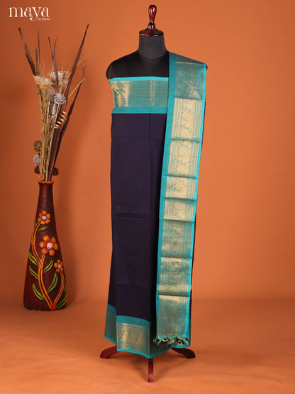 Navy Blue & Blue-chettinad top & dupatta combo