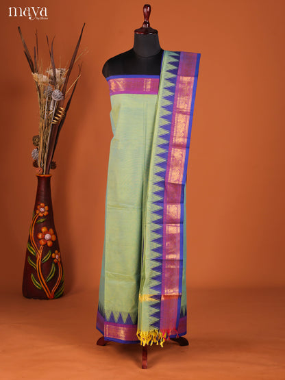 Light Green & Blue -chettinad top & dupatta combo
