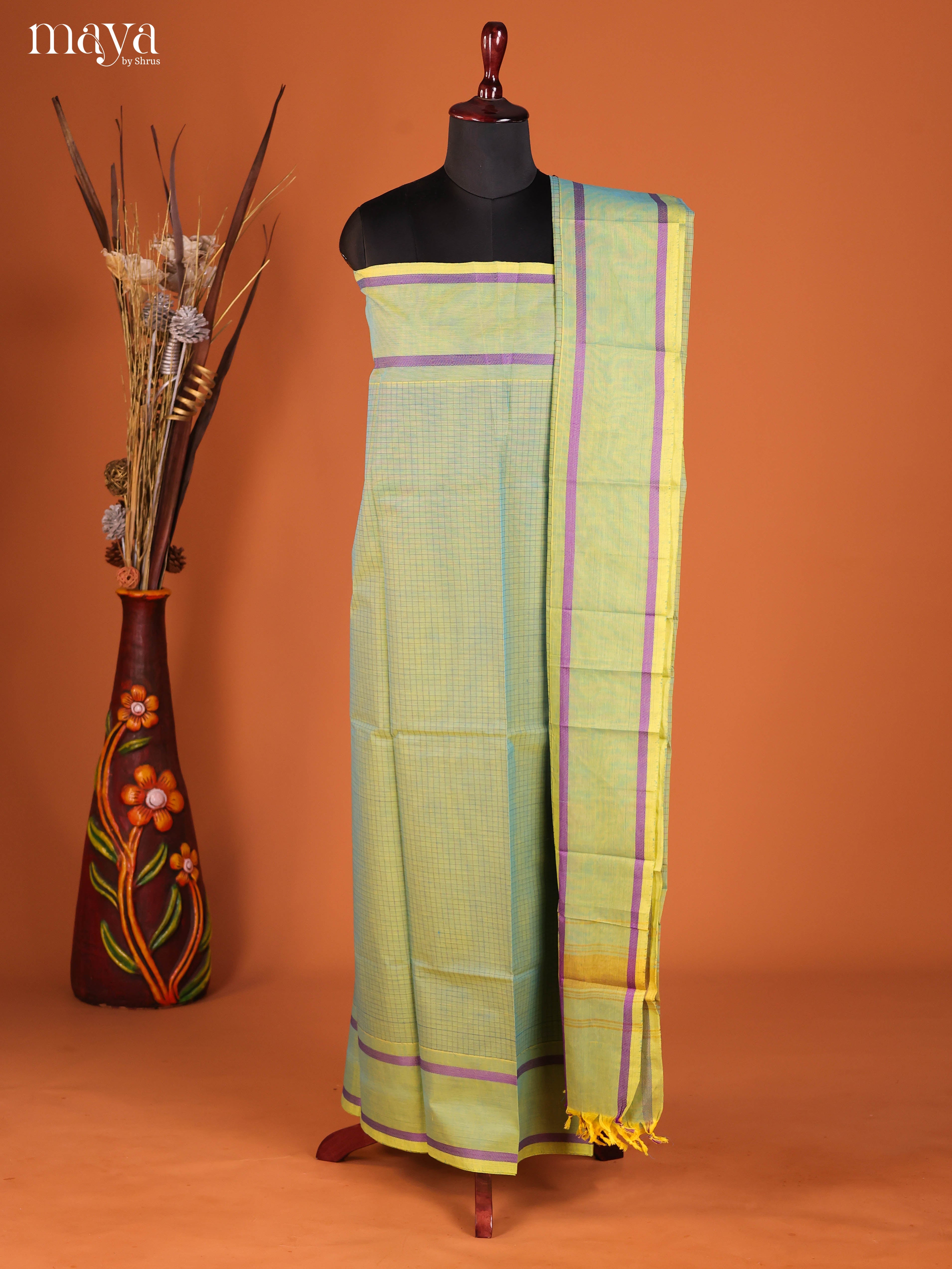 Green -chettinad top & dupatta combo