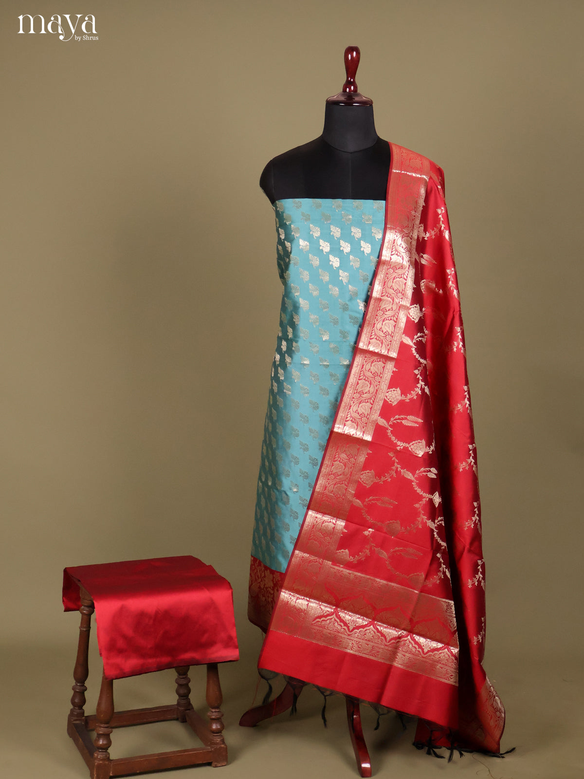 MDH18046-Semi banaras salwar Unstitch
