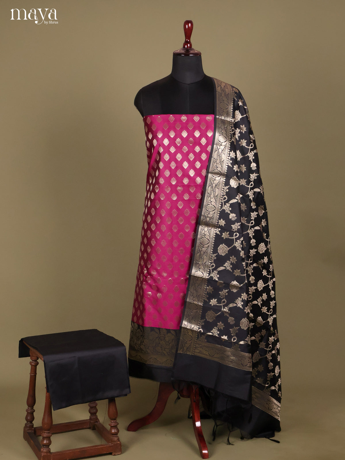 MDH18047-Semi banaras salwar Unstitch