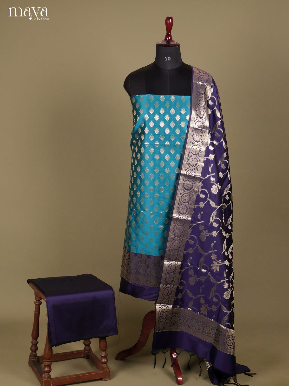 MDH18048-Semi banaras salwar Unstitch