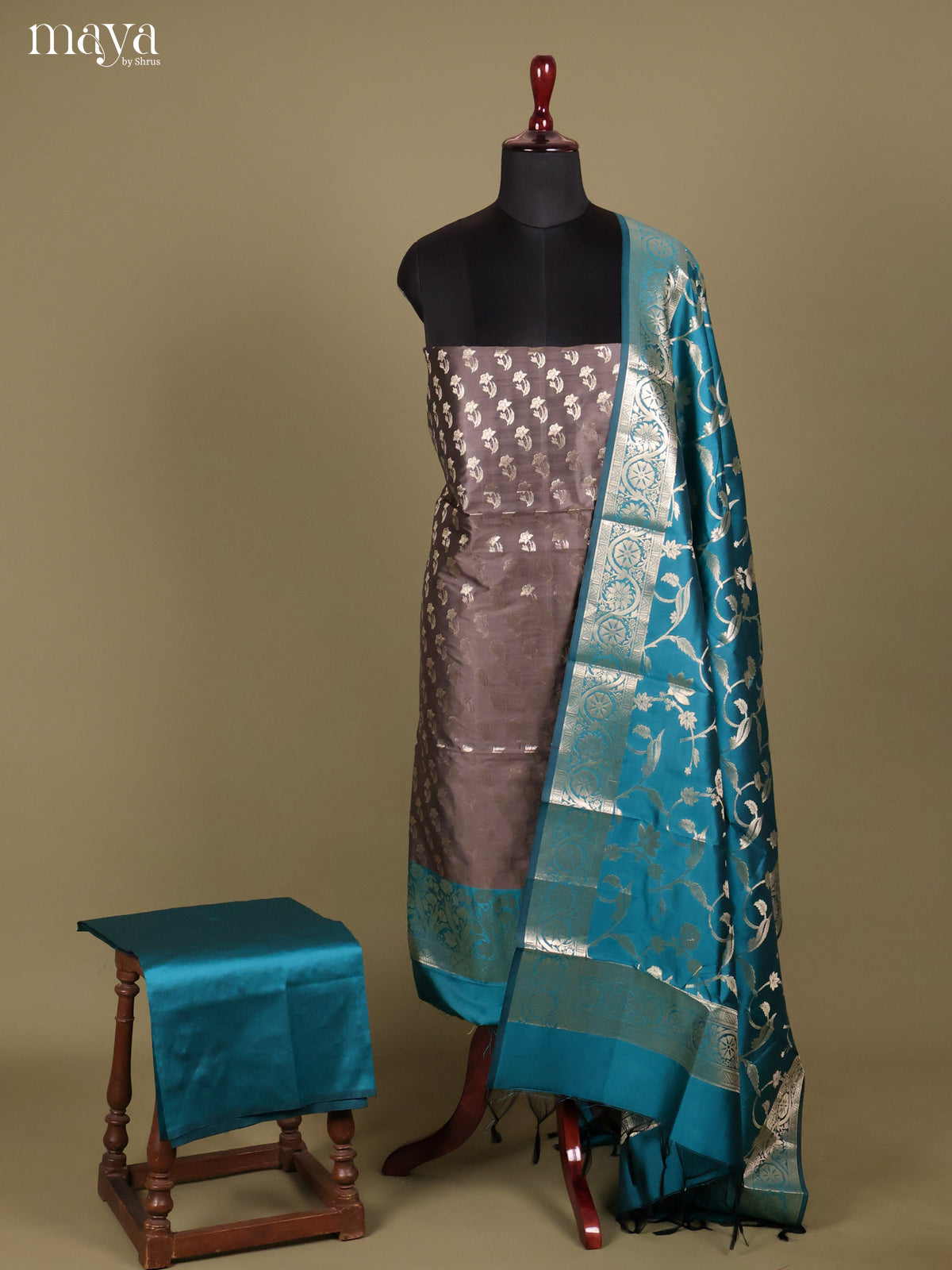 MDH18050-Semi banaras salwar Unstitch