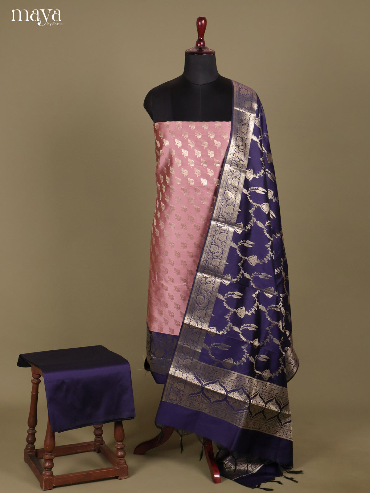 MDH18052-Semi banaras salwar Unstitch