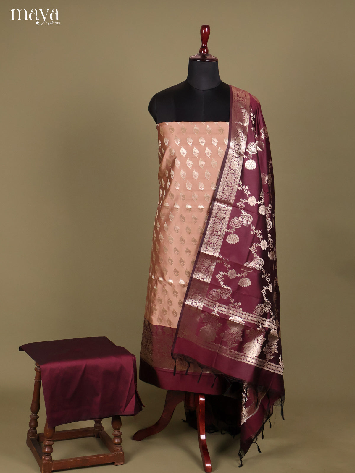 MDH18053-Semi banaras salwar Unstitch