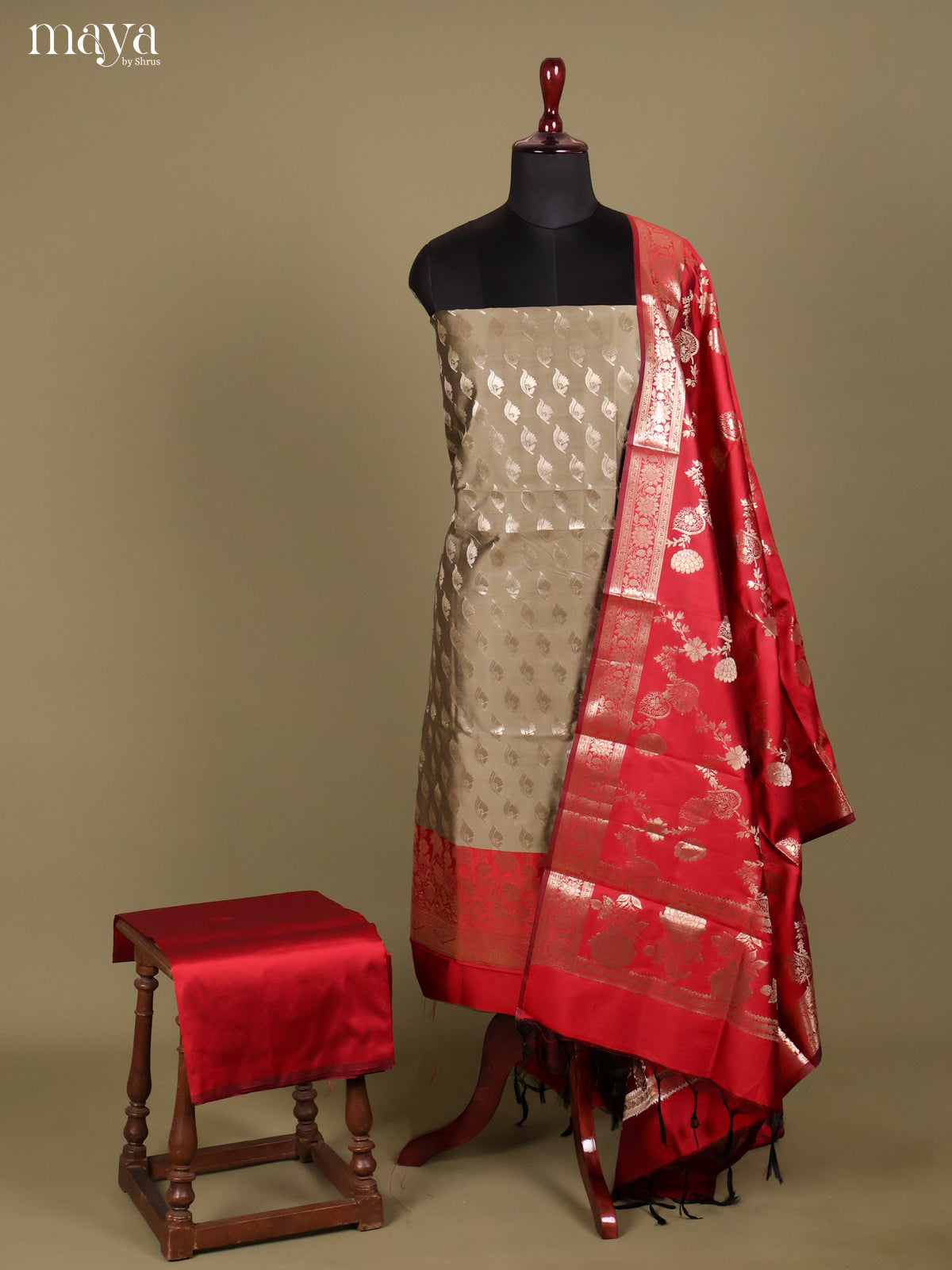 MDH18054-Semi banaras salwar Unstitch