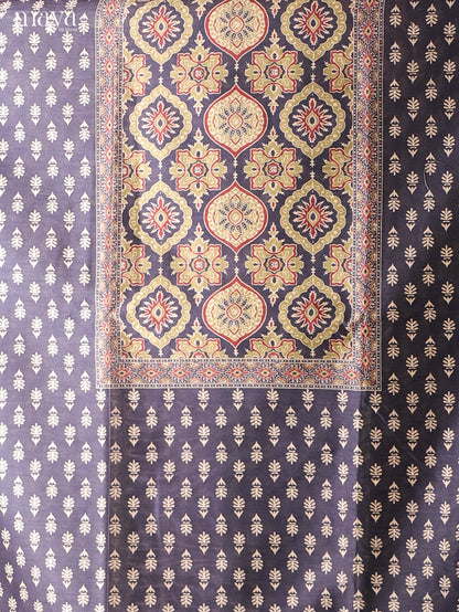 Blue-Semi Tussar Salwar Unstitch