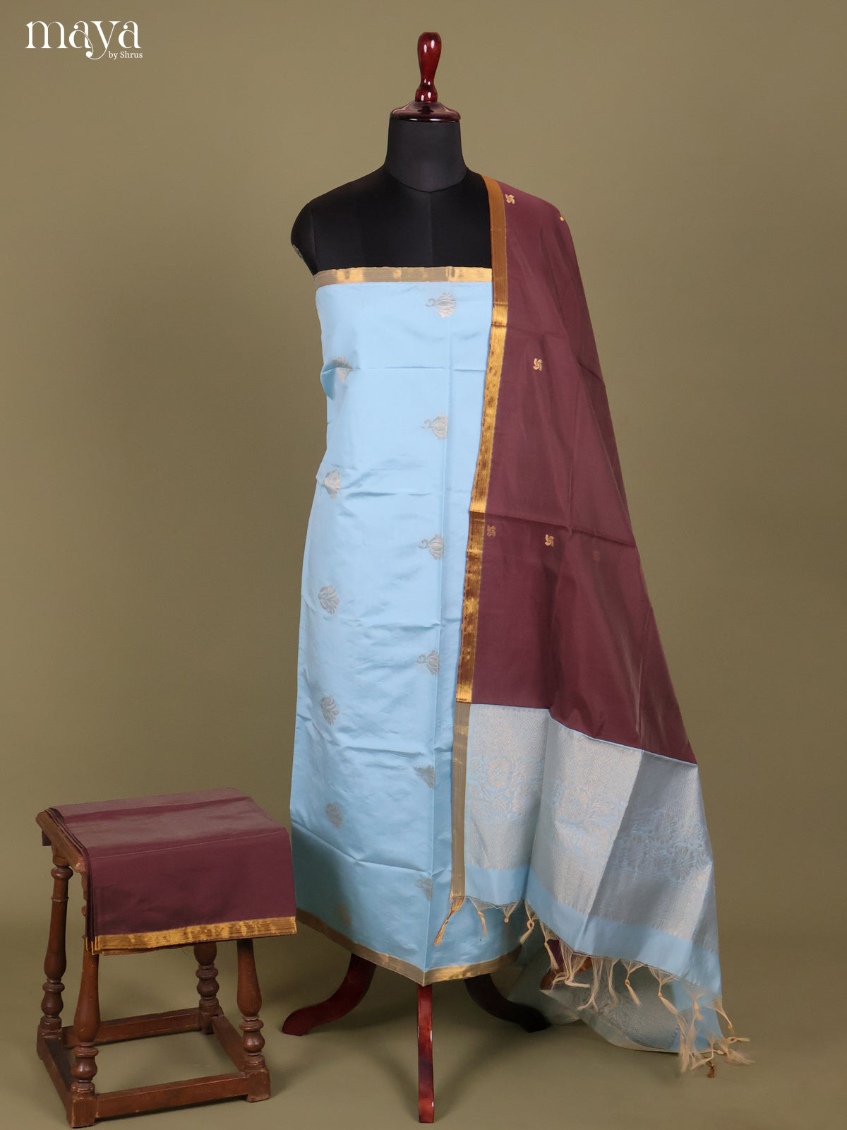MDH26019-semi softsilk salwar Unstitch