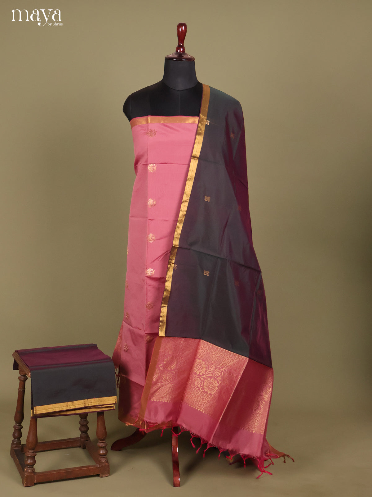 MDH26037-semi softsilk salwar Unstitch