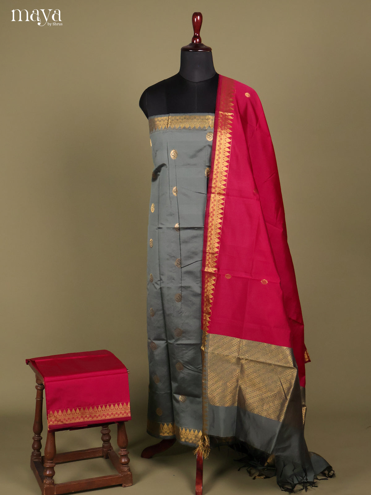 MDH26068-semi softsilk salwar Unstitch