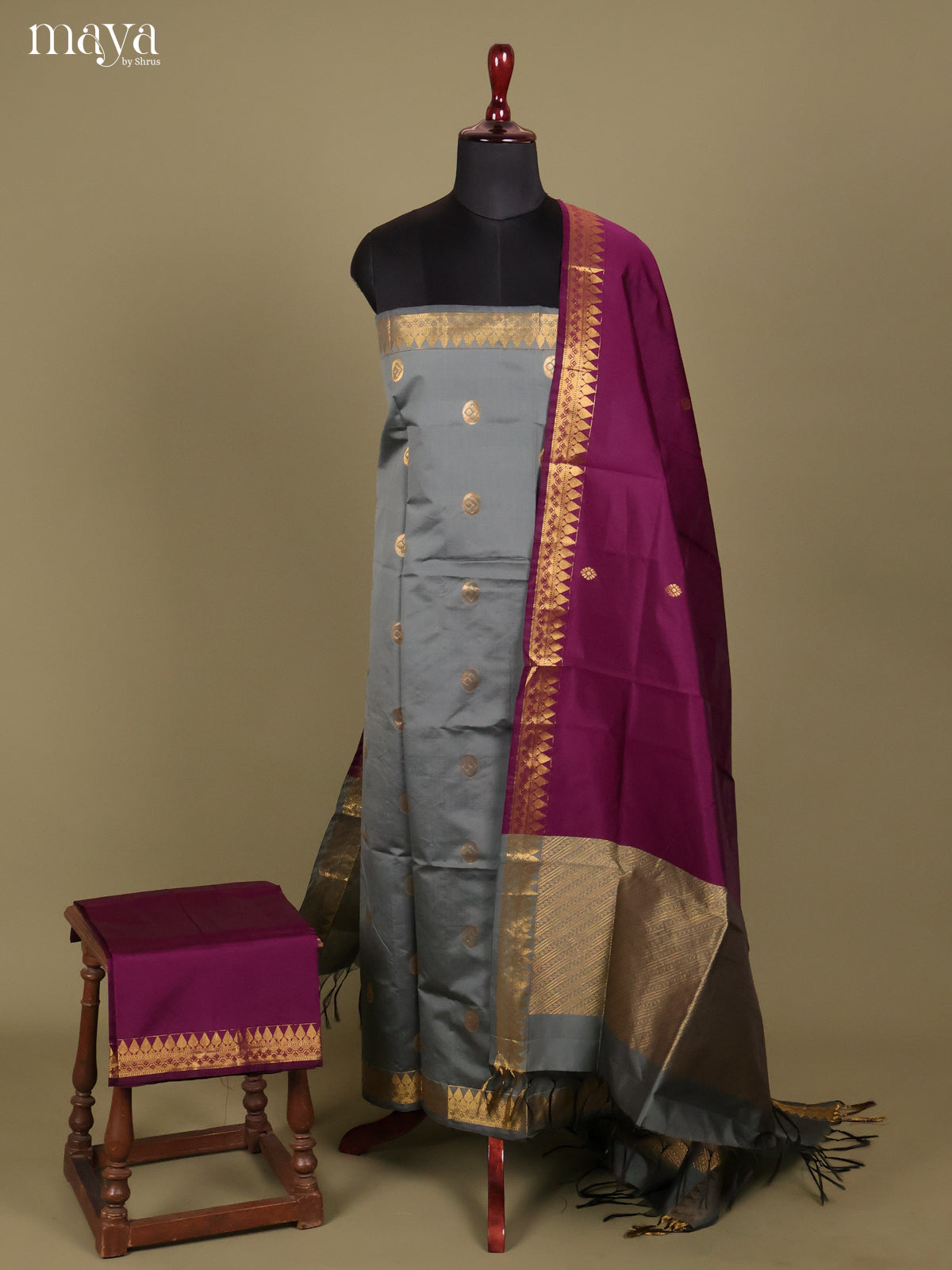 MDH26098-semi softsilk salwar Unstitch