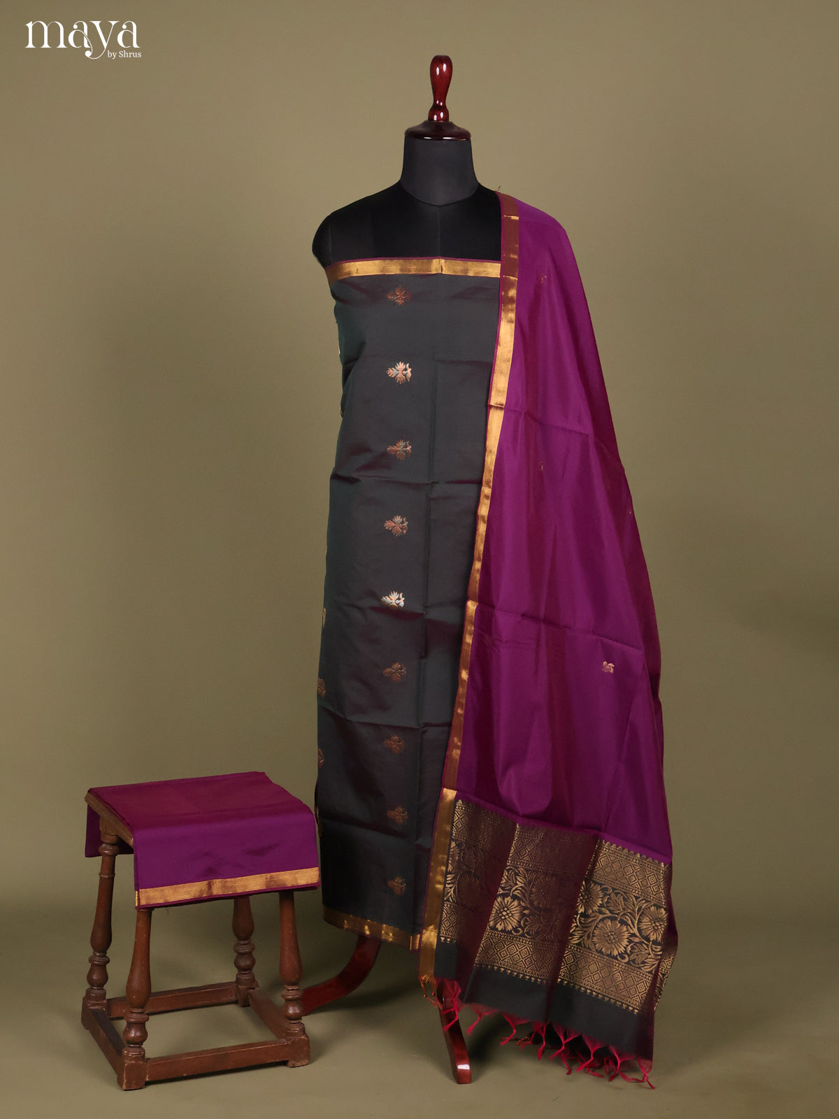 MDH26136-semi softsilk salwar Unstitch