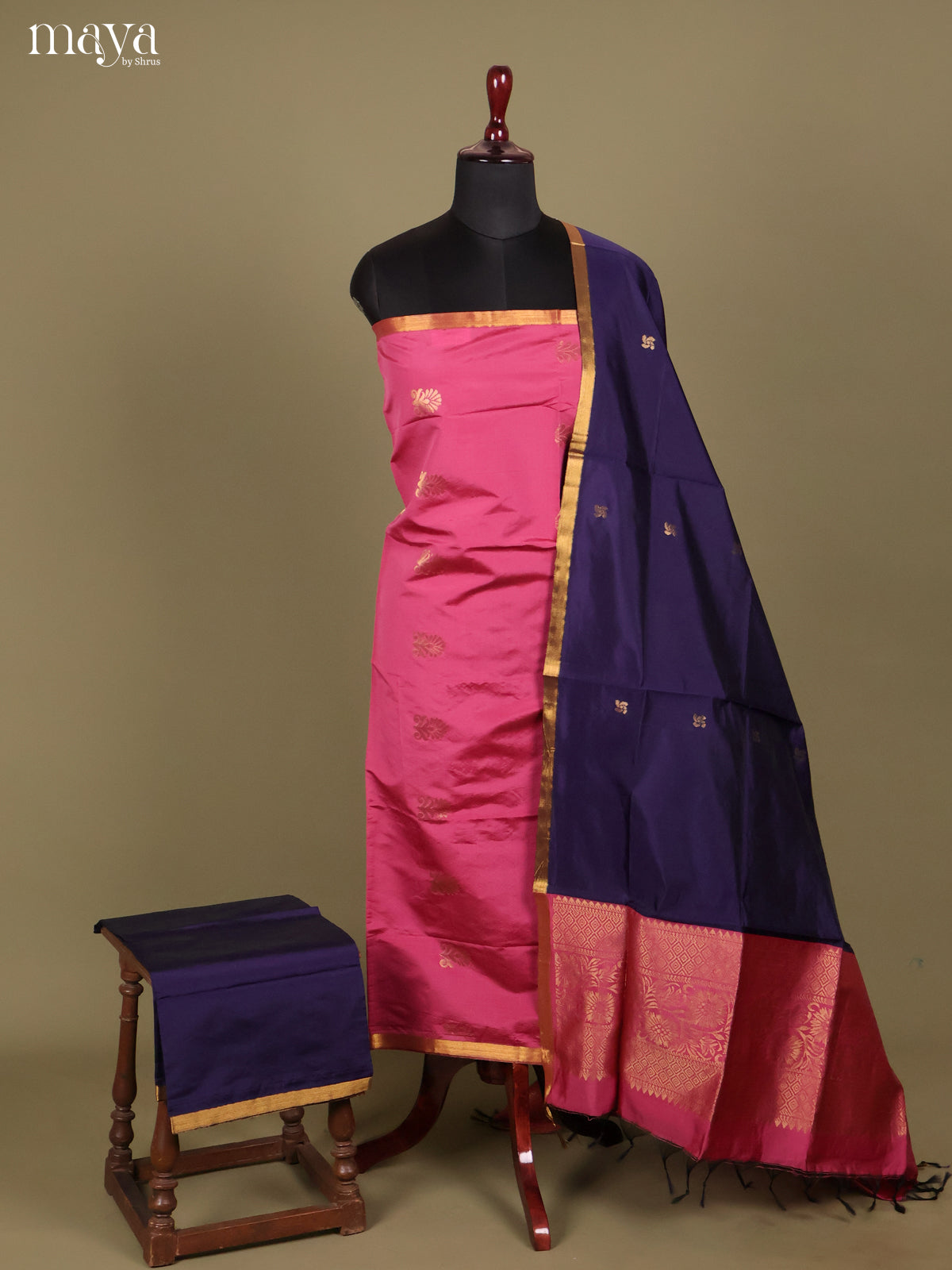 MDH26142-semi softsilk salwar Unstitch