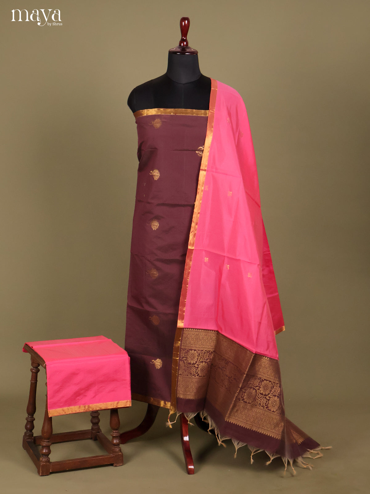 MDH26146-semi softsilk salwar Unstitch
