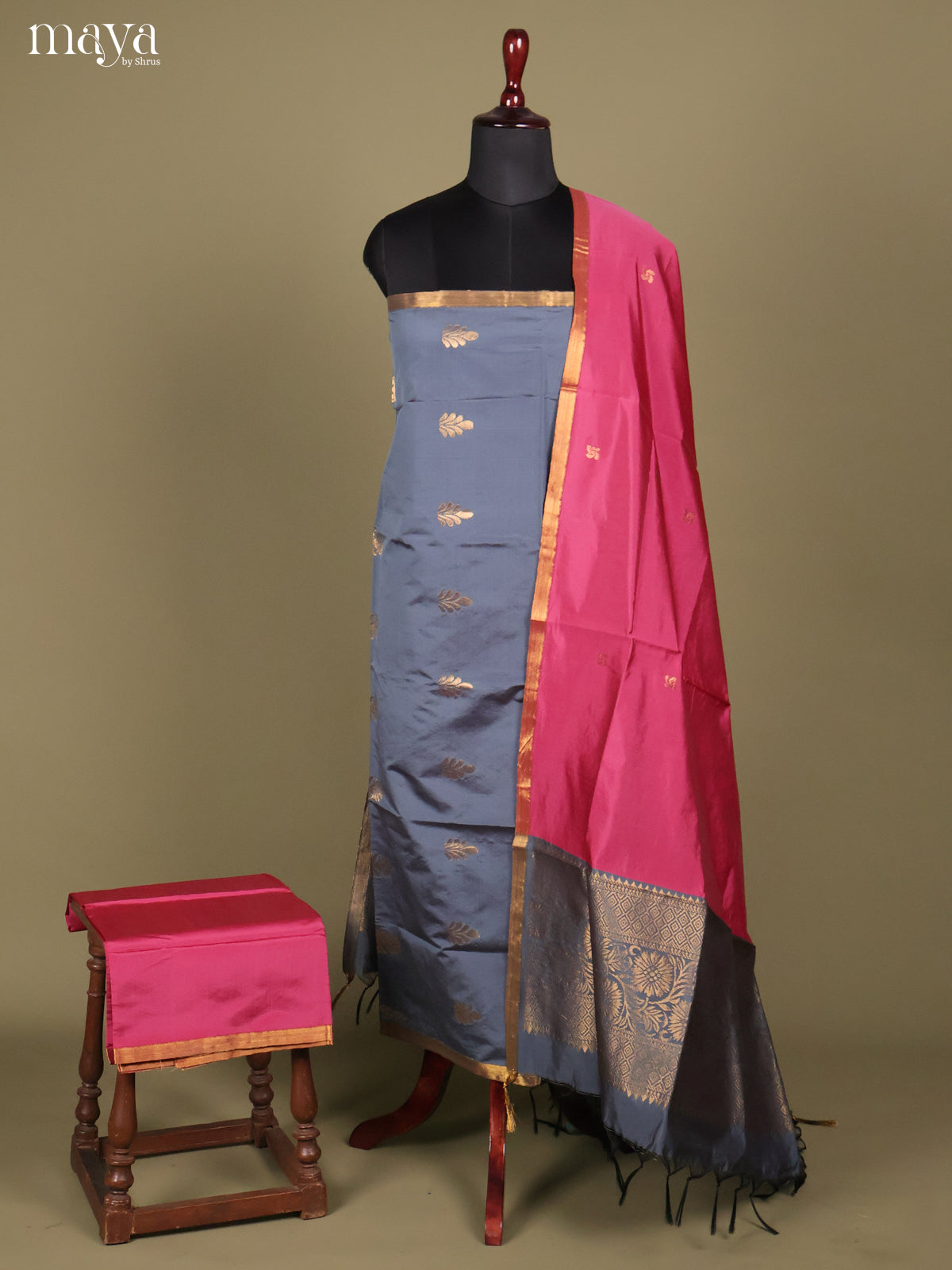 MDH26147-semi softsilk salwar Unstitch