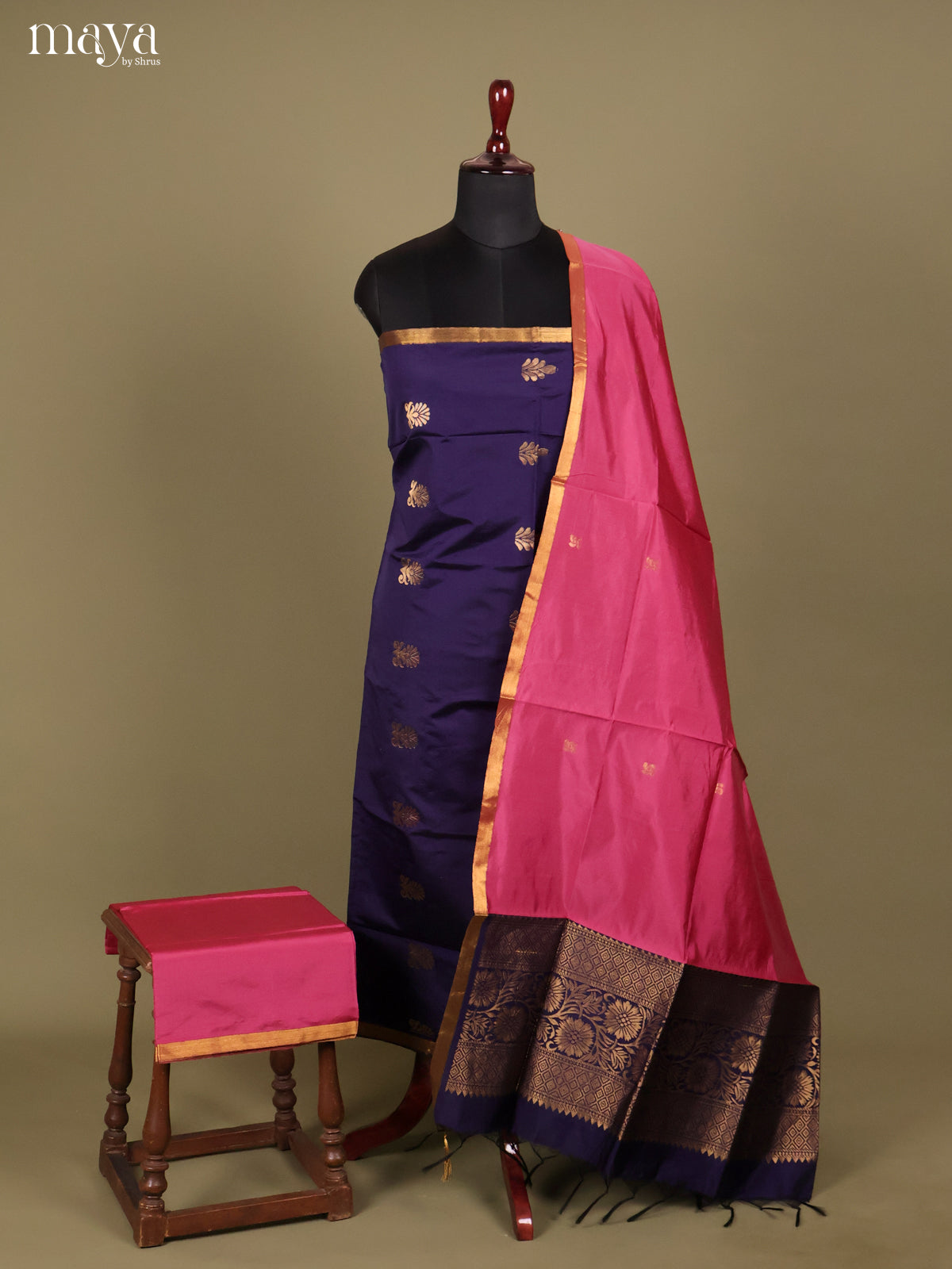 MDH26152-semi softsilk salwar Unstitch