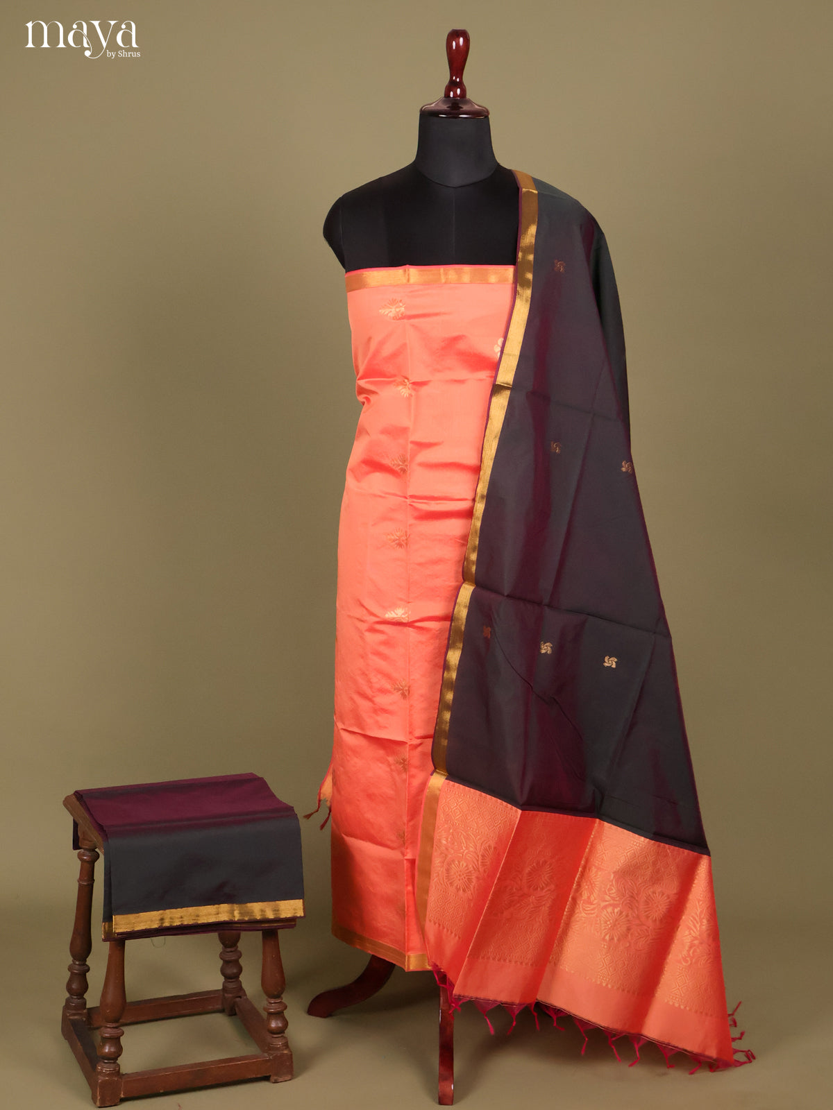 MDH26158-semi softsilk salwar Unstitch
