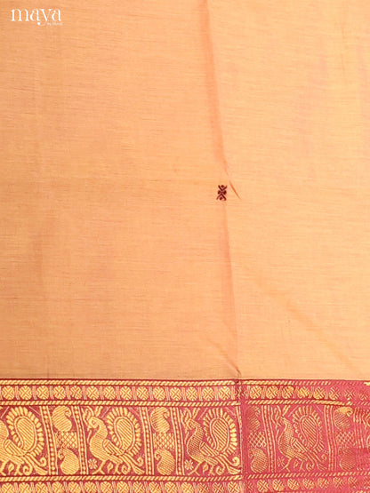 Peach & Red-Narayanpet top & dupatta combo