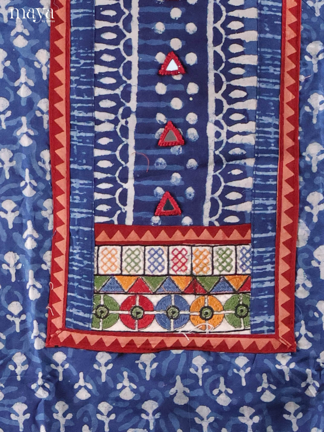 Indigo Blue & Cream-Ajrakh Salwar Unstitch
