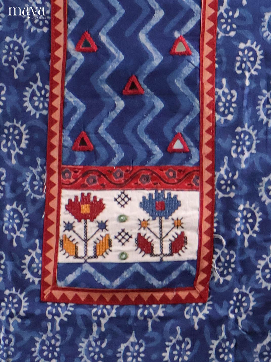 Indigo Blue & Cream-Ajrakh Salwar Unstitch