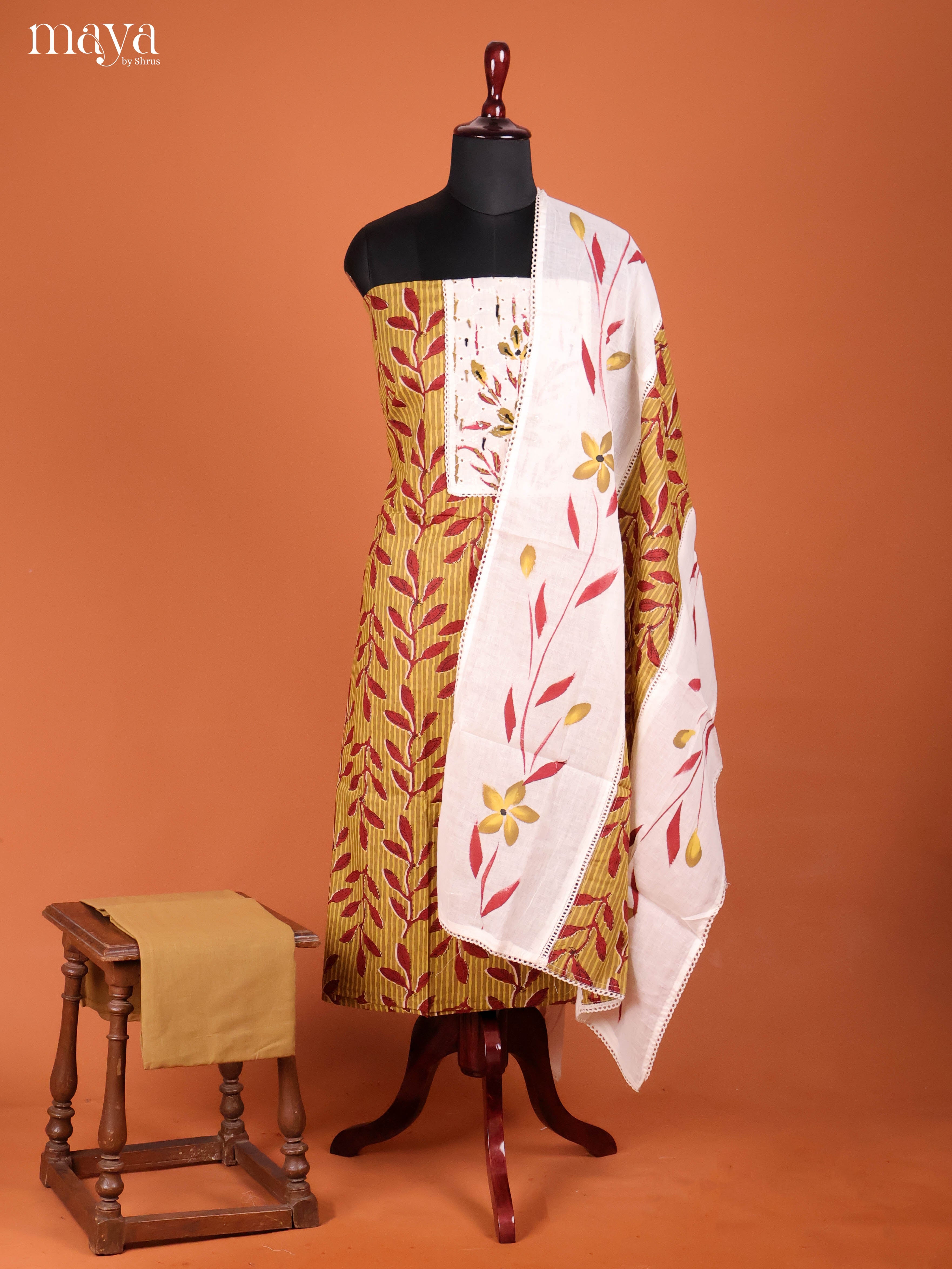 Mustard & Cream-Ajrakh Salwar Unstitch