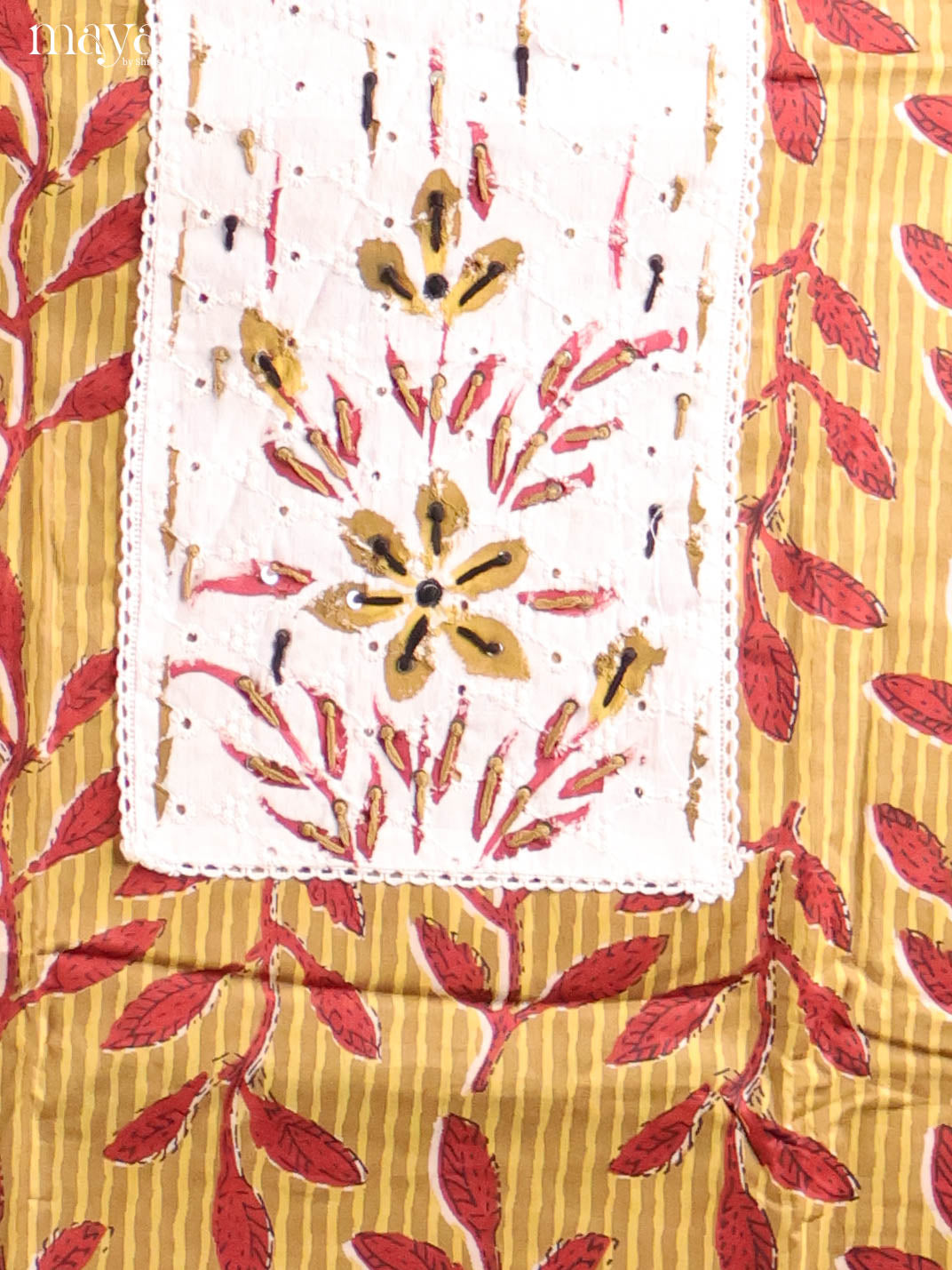 Mustard & Cream-Ajrakh Salwar Unstitch