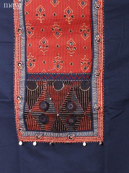 Blue & Red -Ajrakh Salwar Unstitch