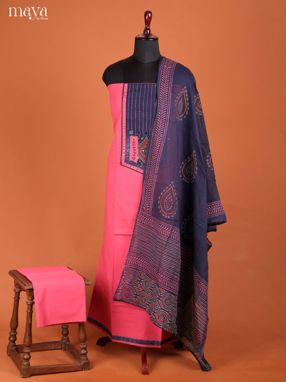 Pink & Blue -Ajrakh Salwar Unstitch